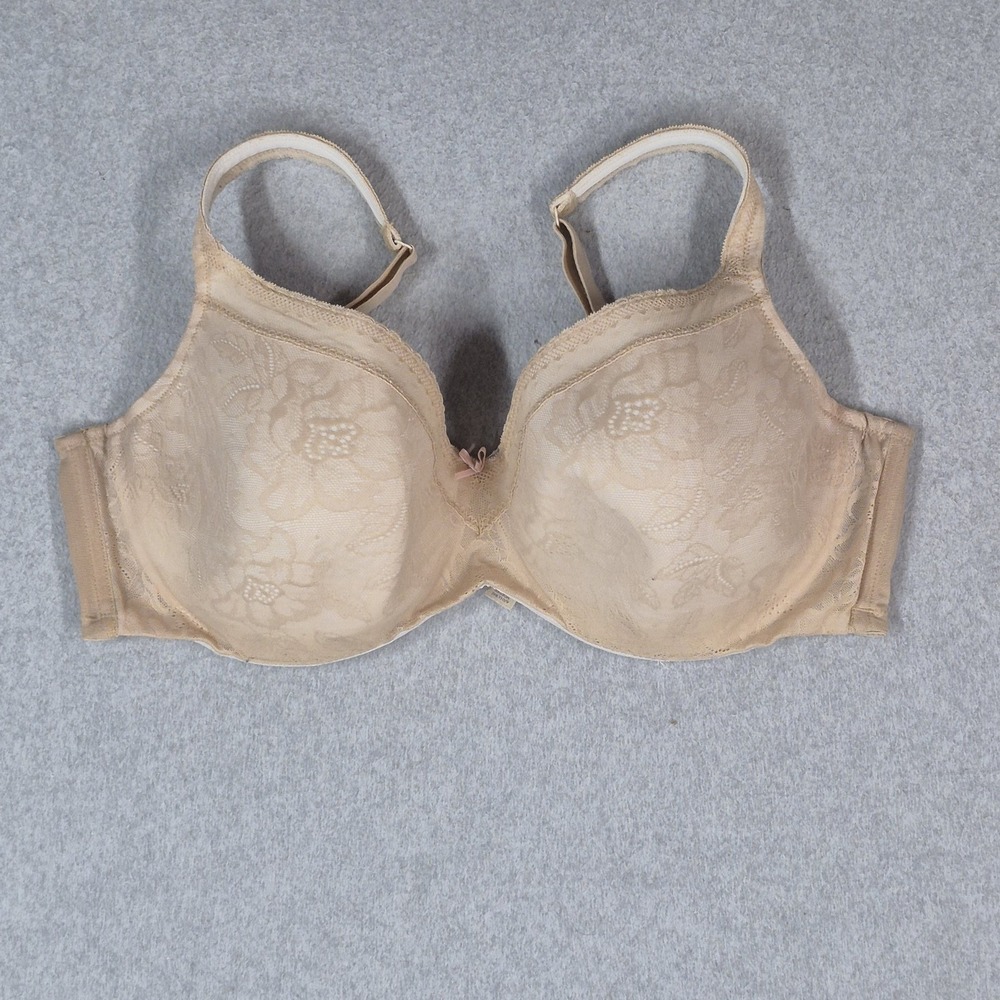 Cacique Women Bra 42DDD Beige Floral All Over Modern Lace T Shirt